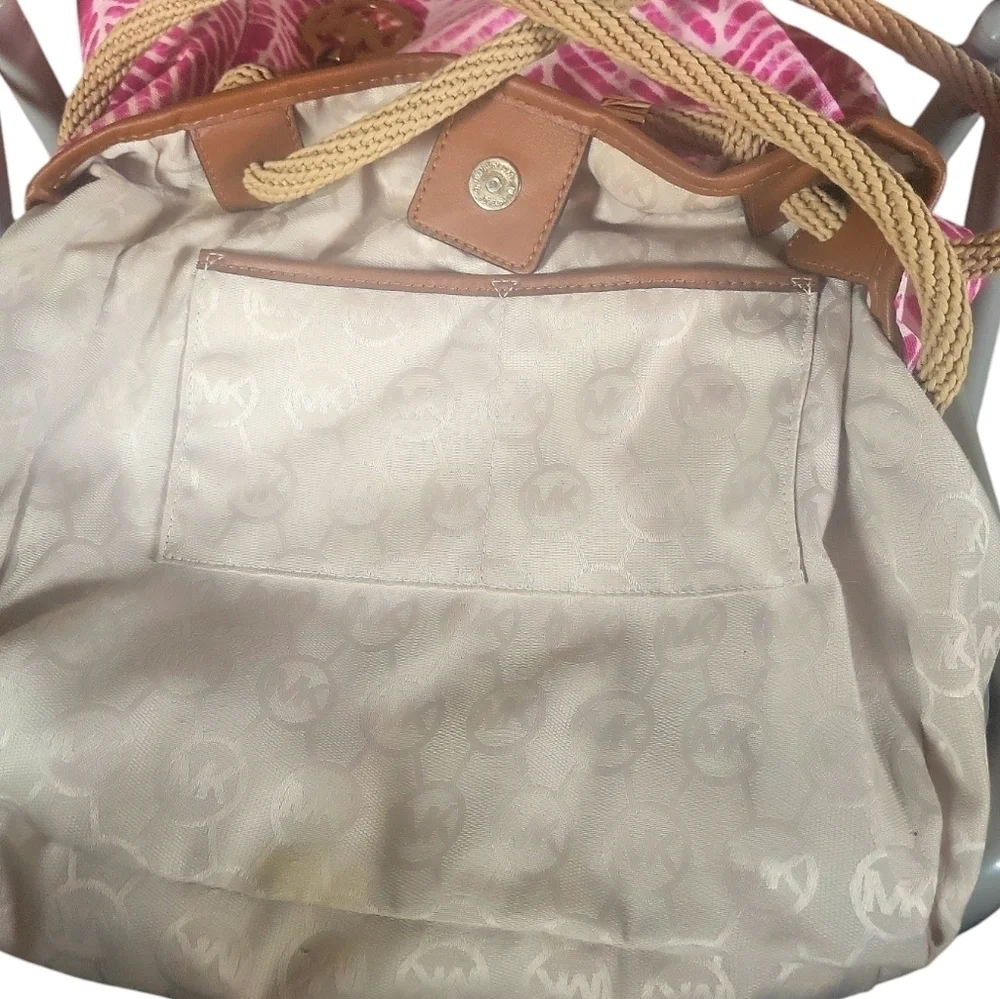 Michael Kors Marina Raspberry Tie Dyed Canvas Tote Handbag
